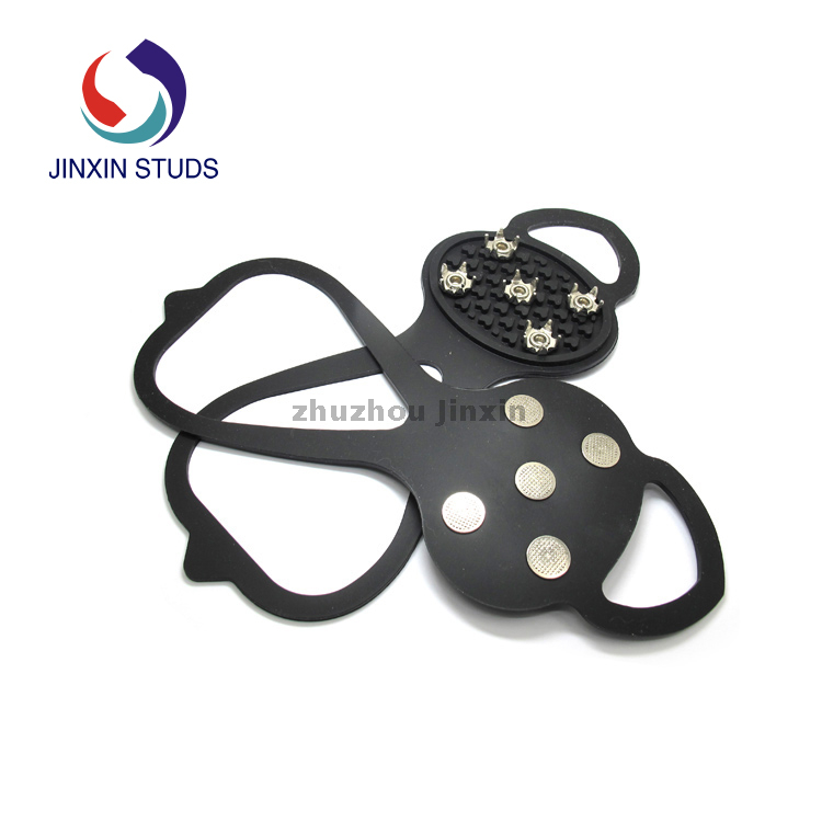 ทนทานฤดูหนาวหิมะ 5 ฟันน้ำแข็งโกงซิลิโคนน้ำแข็ง Grip Spikes สำหรับรองเท้าเดินป่า