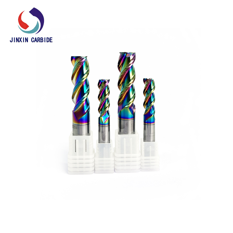คัตเตอร์กัดทังสเตนคาร์ไบด์สีอะลูมิเนียมสีรุ้งพร้อมการเคลือบ DLC 