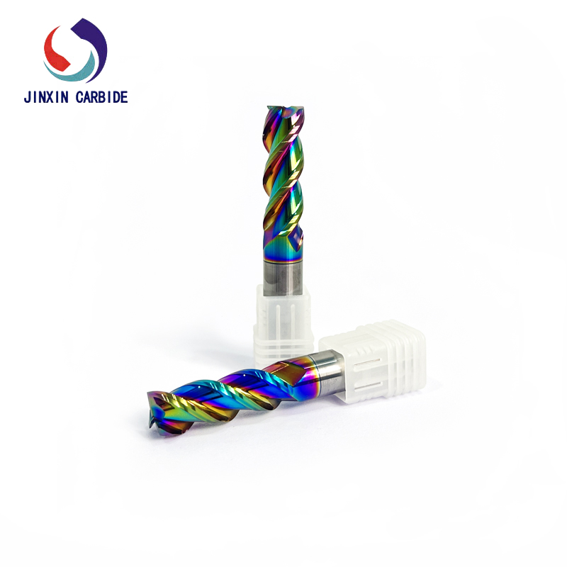 คัตเตอร์กัดทังสเตนคาร์ไบด์สีอะลูมิเนียมสีรุ้งพร้อมการเคลือบ DLC 