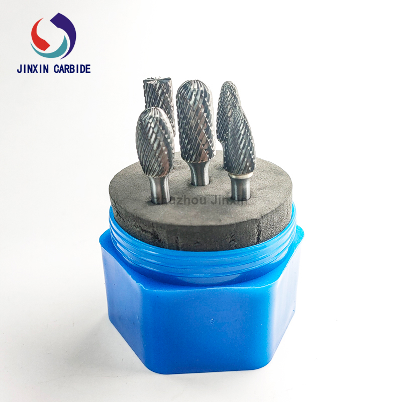 คุณภาพสูงสุด 5pcs ทังสเตนคาร์ไบด์โบกมือโรตารี่ชุดพร้อมกล่องพลาสติกแบบวงกลม