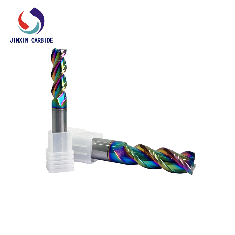 คัตเตอร์กัดทังสเตนคาร์ไบด์สีอะลูมิเนียมสีรุ้งพร้อมการเคลือบ DLC 