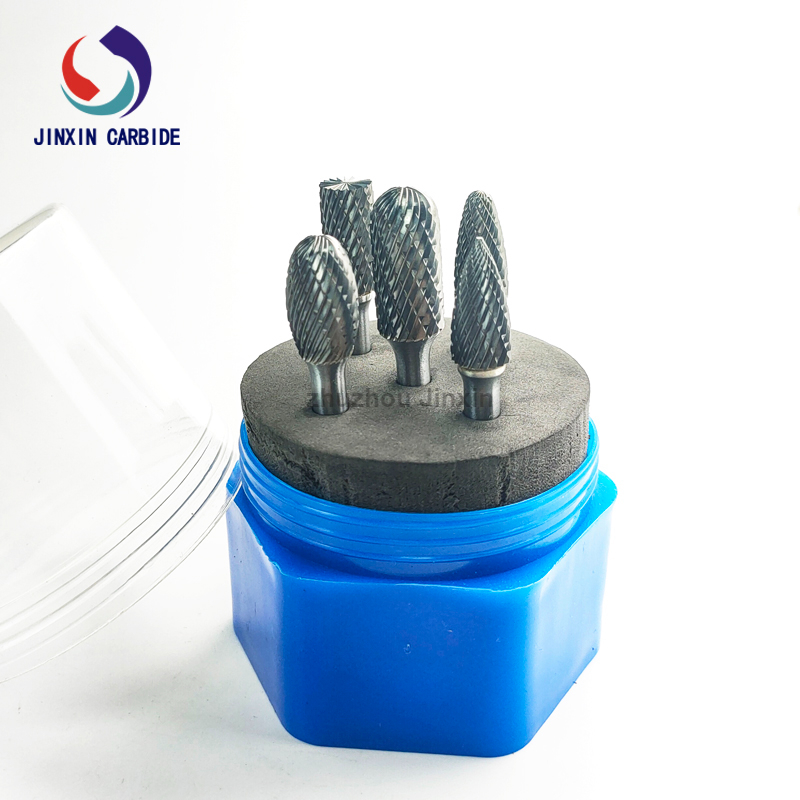 คุณภาพสูงสุด 5pcs ทังสเตนคาร์ไบด์โบกมือโรตารี่ชุดพร้อมกล่องพลาสติกแบบวงกลม