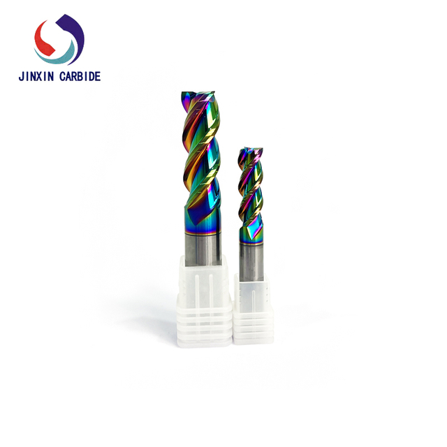 คัตเตอร์กัดทังสเตนคาร์ไบด์สีอะลูมิเนียมสีรุ้งพร้อมการเคลือบ DLC 